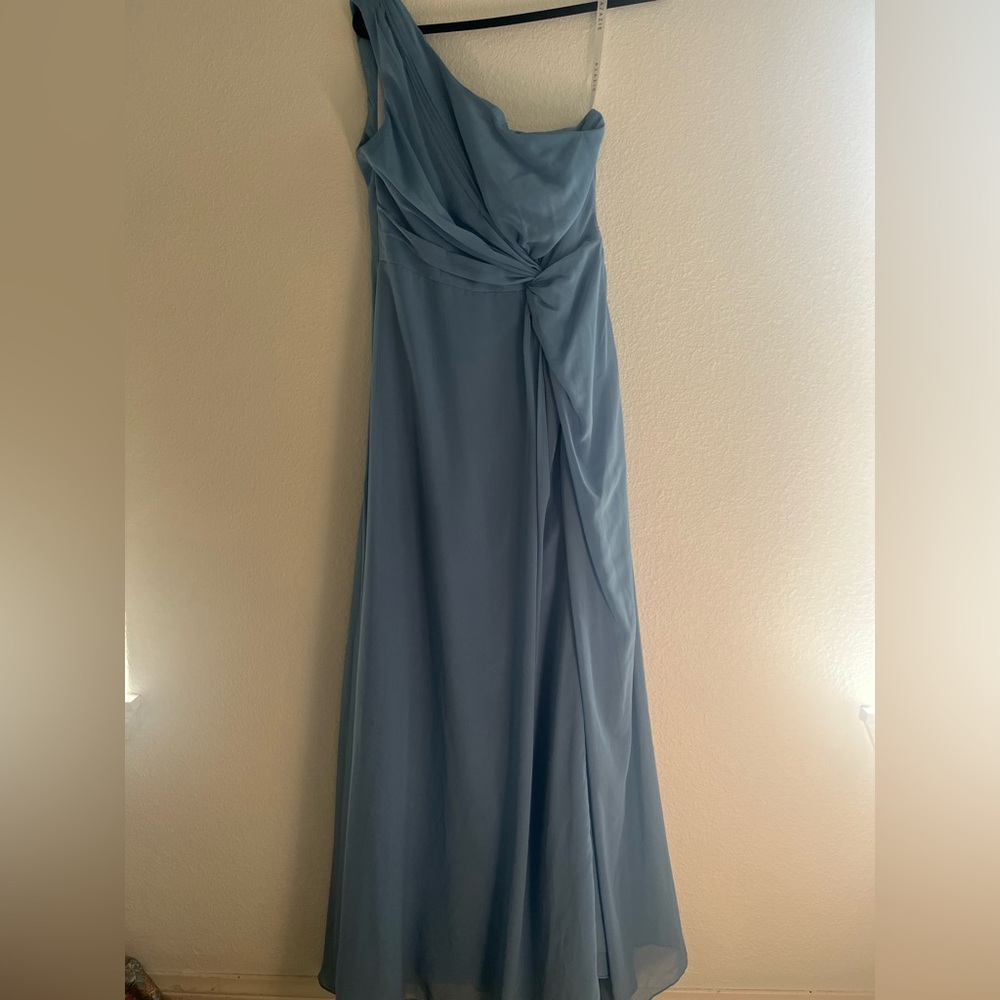 Azazie Dusty Blue One-Shoulder Gown